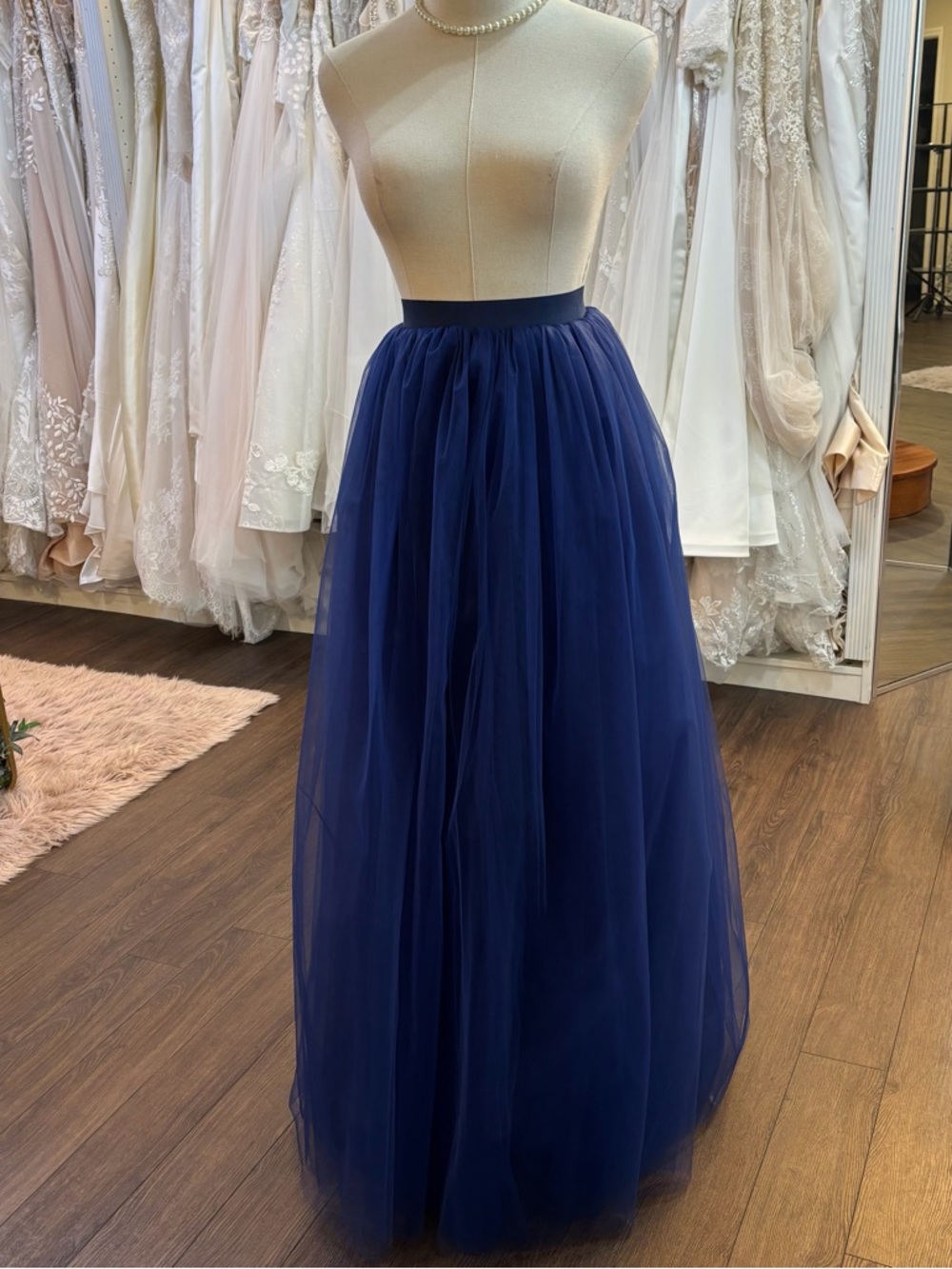 Navy Tulle Maxi Skirt - Women
